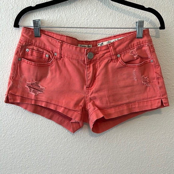 Indigo Rein Pants - Coral Colored Distressed Shorts
